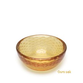 Bowl Tela Âmbar com Ouro Murano Cristais Cadoro
