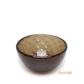 Bowl Tela Fumê com Ouro Murano Cristais Cadoro