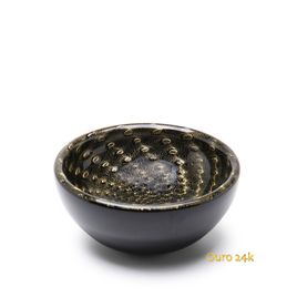 Bowl Tela Preto com Ouro Murano Cristais Cadoro