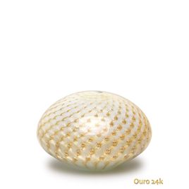Peso Tela Achatado Branco com Ouro Murano Cristais Cadoro