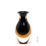 Vaso Mini Alto Bicolor Preto com Âmbar Murano Cristais Cadoro