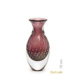 Vaso Mini Alto Tela Roxo com Ouro Murano Cristais Cadoro