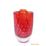 Vasinho Trevo 2 Tela Vermelho com Ouro Murano Cristais Cadoro