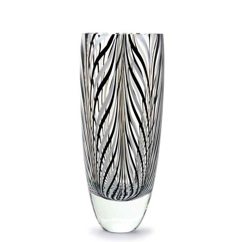 Vaso 55 MS Fenício Preto e Branco Murano Cristais Cadoro