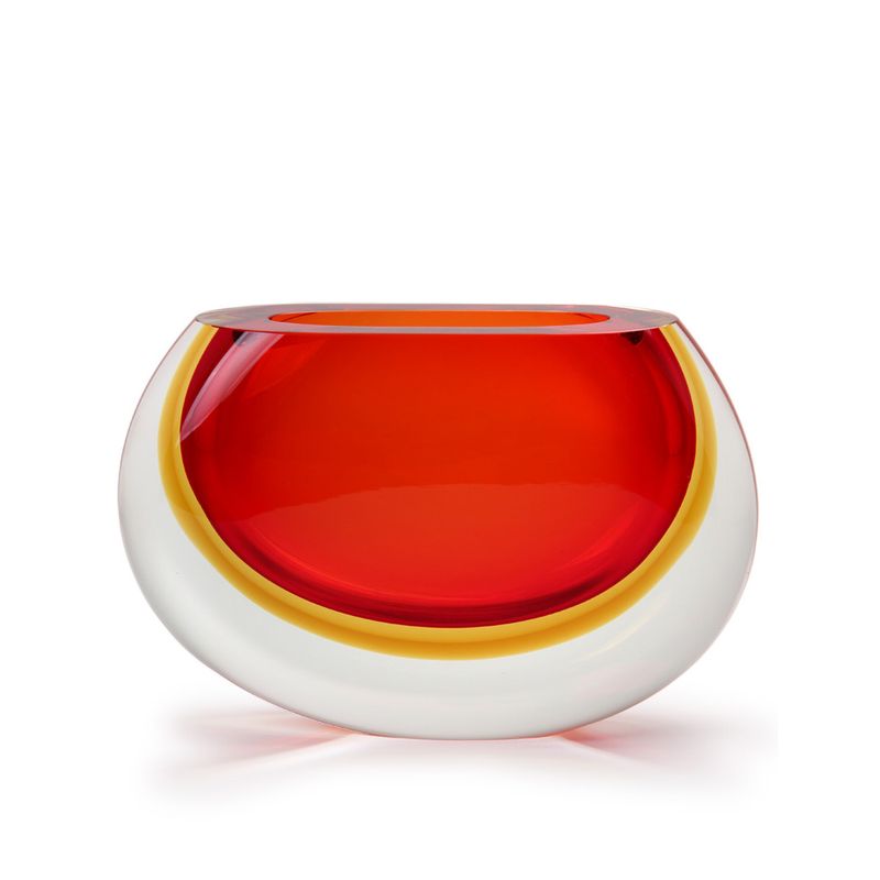 Vaso 92 MS Bicolor Vermelho com Âmbar Murano Cristais Cadoro