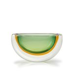 Vaso 94 MS Bicolor Verde com Âmbar Murano Cristais Cadoro