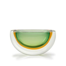 Vaso 94 MS Bicolor Verde com Âmbar Murano Cristais Cadoro