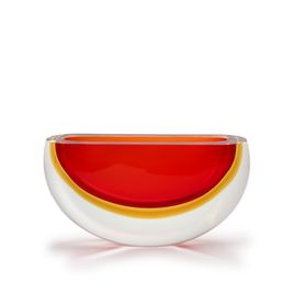 Vaso 94 MS Bicolor Vermelho com Âmbar Murano Cristais Cadoro