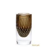 Vaso Cilíndrico 2 Tela Fumê com Ouro Murano Cristais Cadoro