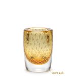 Vaso Cilíndrico 3 Tela Âmbar com Ouro Murano Cristais Cadoro