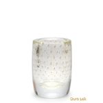 Vaso Cilíndrico 3 Tela Transparente com Ouro Murano Cristais Cadoro