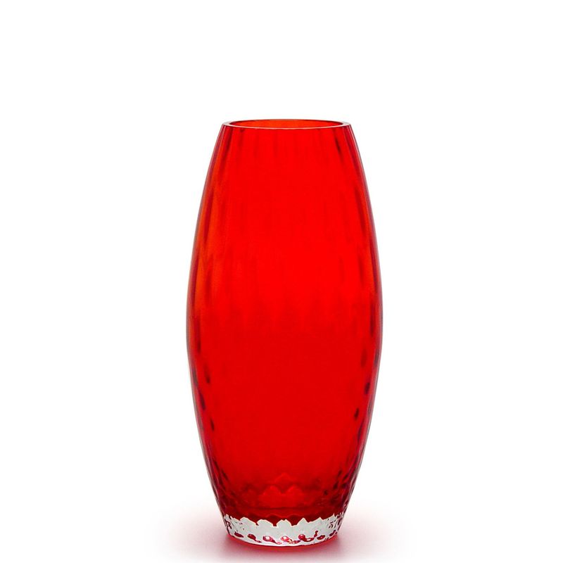 Vaso Oliva G Baloton Vermelho Murano Cristais Cadoro