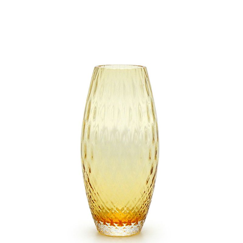 Vaso Oliva P Baloton Âmbar Murano Cristais Cadoro