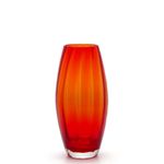 Vaso Oliva P Ondulado Vermelho Murano Cristais Cadoro