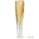 Vaso Triangular nº 1 Âmbar com Ouro Murano Cristais Cadoro