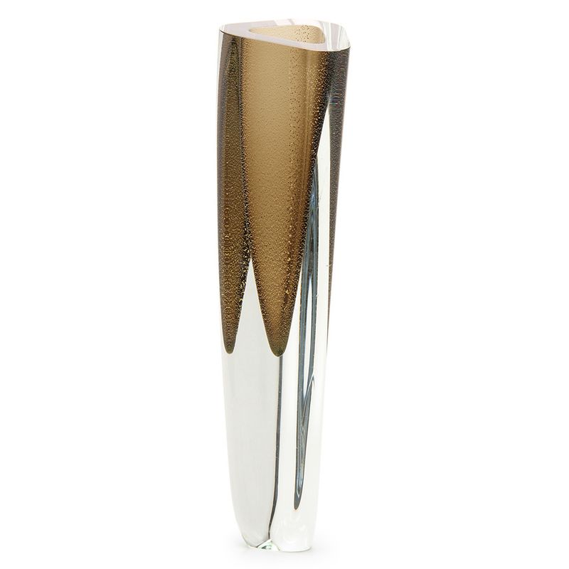 Vaso Triangular nº 1 Fumê com Ouro Murano Cristais Cadoro