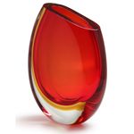 Vaso 210 MS Bicolor Vermelho com Âmbar Murano Cristais Cadoro