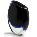 Vaso 210 MS Bicolor Preto com Água-marinha Murano Cristais Cadoro