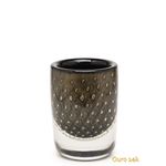 Vaso Cilíndrico 3 Tela Preto com Ouro Murano Cristais Cadoro