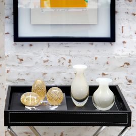 Peso Tela Oval Transparente com Ouro Murano Cristais Cadoro