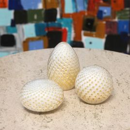Peso Tela Bola Branco com Ouro Murano Cristais Cadoro