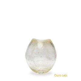 Vasinho Roca 3 Tela Transparente com Ouro Murano Cristais Cadoro