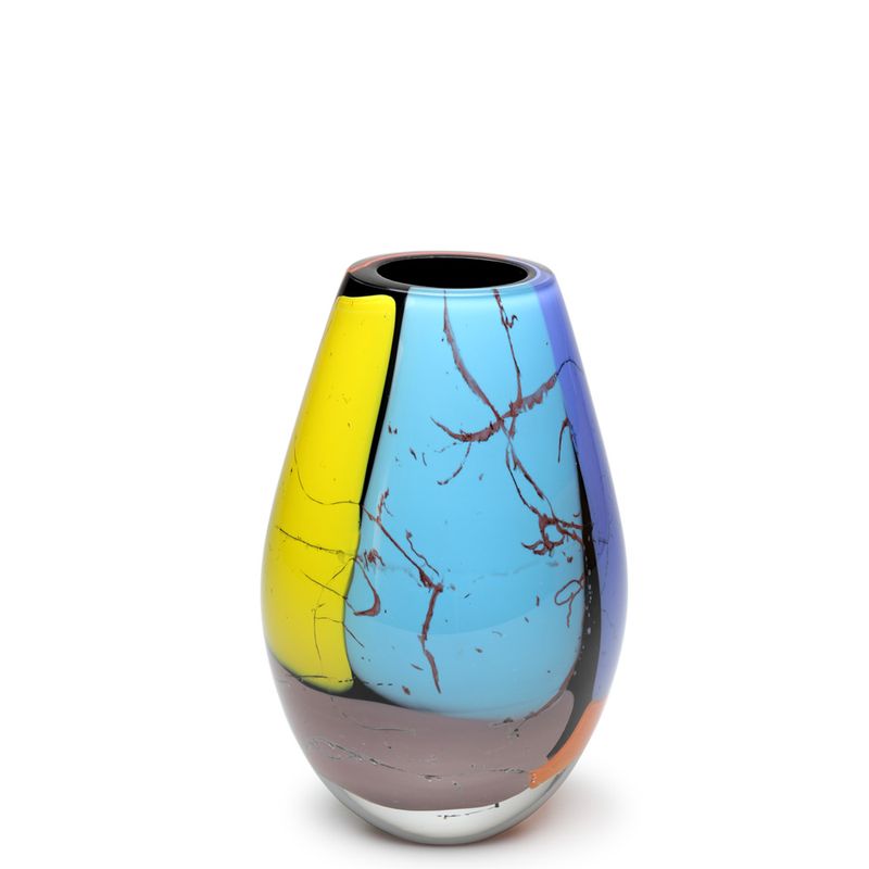 Vaso 24 MS Reto Lascas Coloridas Murano Cristais Cadoro