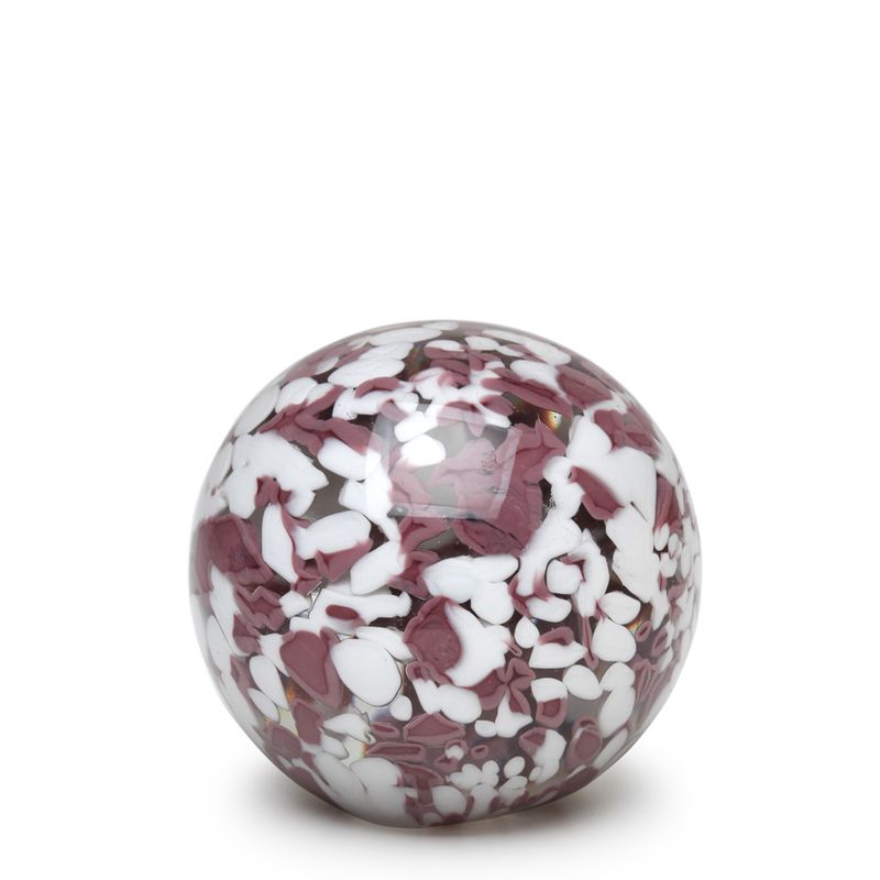 Peso Multicor Grande Bola Branco e Roxo Murano Cristais Cadoro