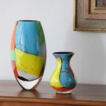 Vaso 85 Milênio Lascas Coloridas Murano Cristais Cadoro