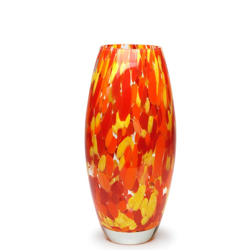 Vaso Oliva G Multicor Amarelo, Laranja e Coral Murano Cristais Cadoro