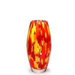 Vaso Oliva P Multicor Amarelo, Laranja e Coral Murano Cristais Cadoro