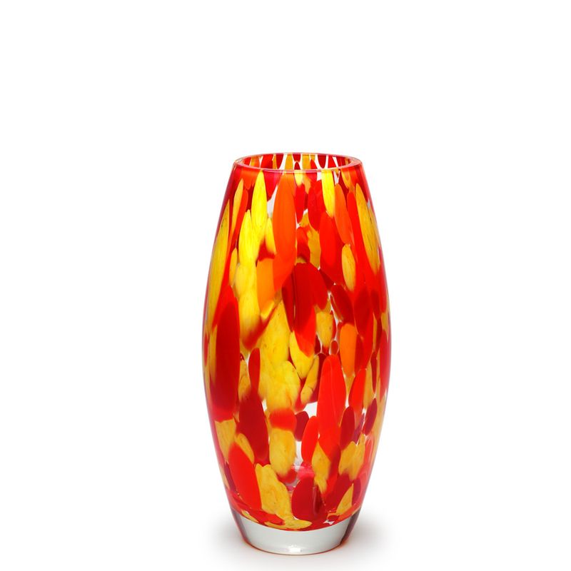 Vaso Oliva P Multicor Amarelo, Laranja e Coral Murano Cristais Cadoro