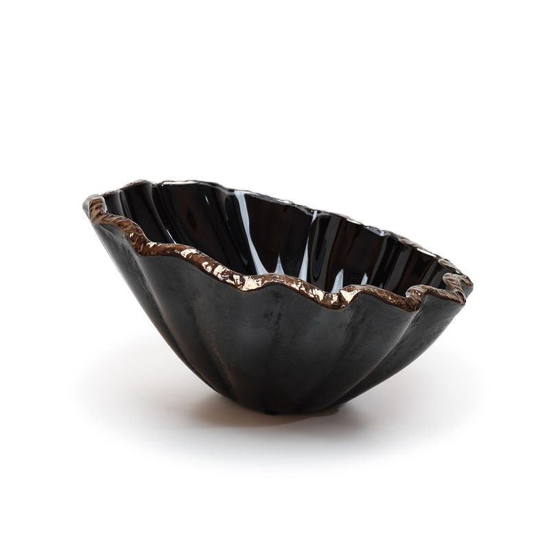 Bowl Lírio 26 cm Preto com Borda Dourada Regina Medeiros