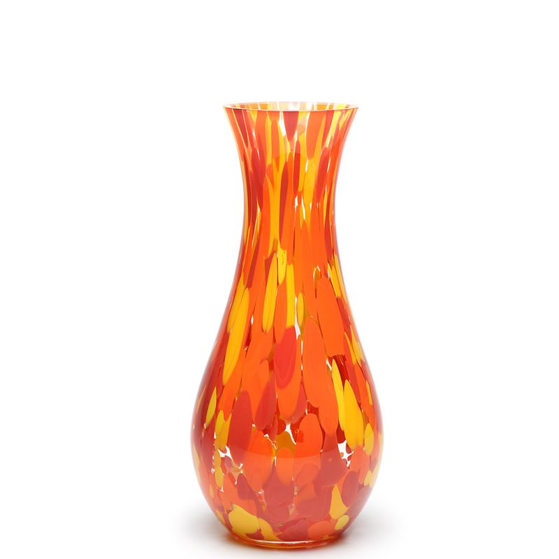 Vaso 83 Multicor Amarelo, Laranja e Coral Murano Cristais Cadoro