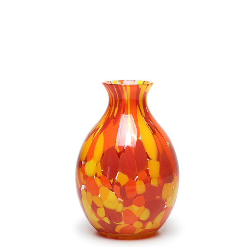 Vasinho 65 Multicor Amarelo, Laranja e Coral Murano Cristais Cadoro