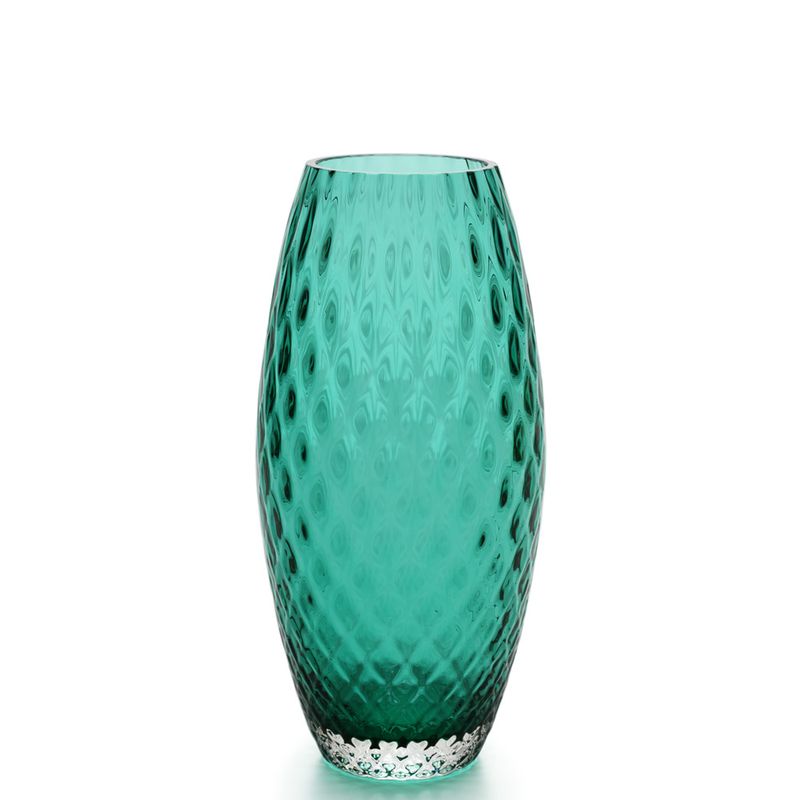 Vaso Oliva G Baloton Verde Murano Cristais Cadoro