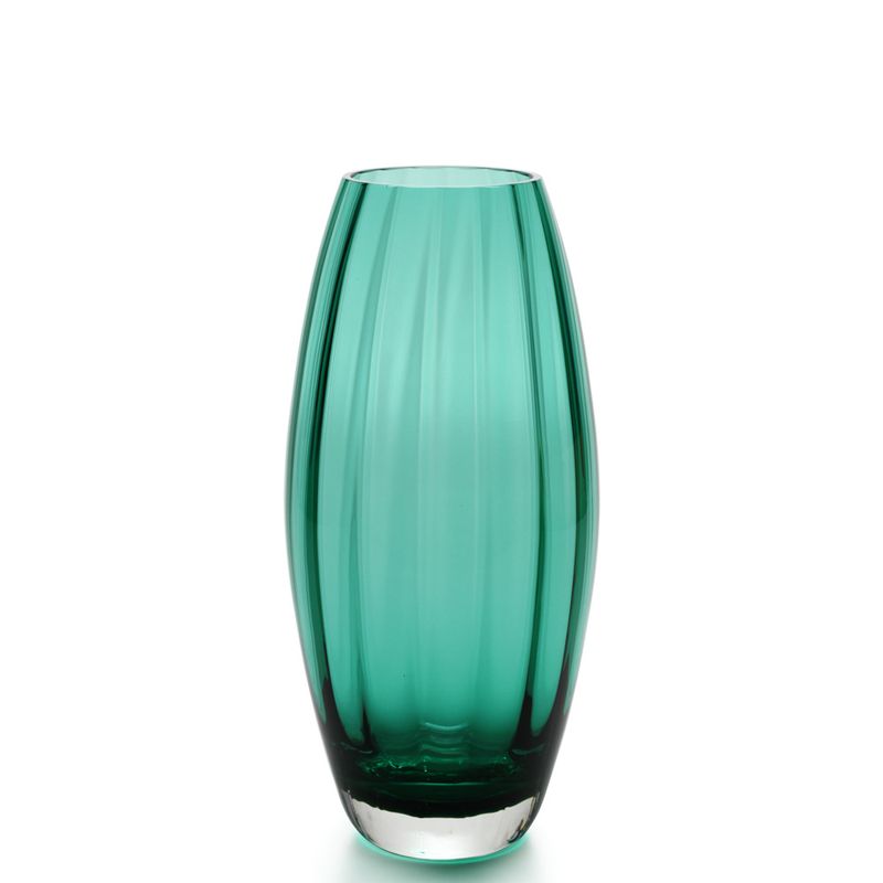 Vaso Oliva G Ondulado Verde Murano Cristais Cadoro