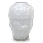 Vaso Cavalo Branco Leitoso Murano Cristais Cadoro