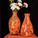 Vasinho 67 Multicor Amarelo, Laranja e Coral Murano Cristais Cadoro