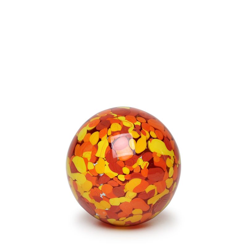 Peso Multicor Pequeno Bola Amarelo, Laranja e Coral Murano Cristais Cadoro