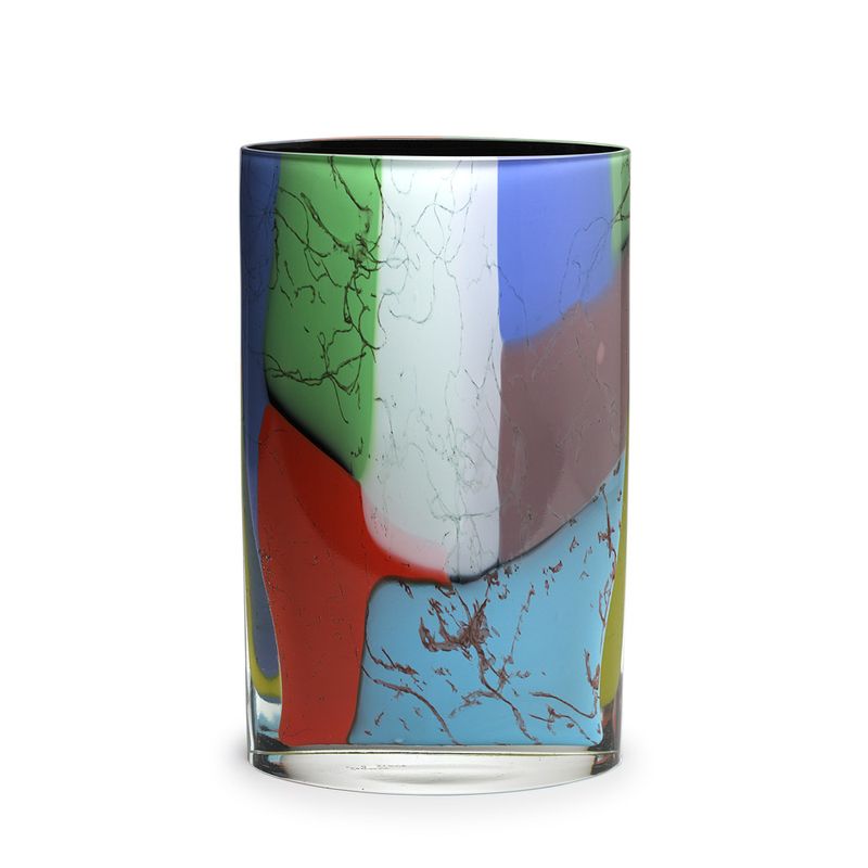 Vaso Japão Grande Lascas Coloridas Murano Cristais Cadoro