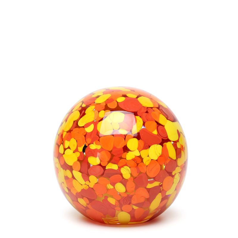 Peso Multicor Grande Bola Amarelo, Laranja e Coral Murano Cristais Cadoro