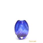 Vasinho Roca 3 Tela Azul com Ouro Murano Cristais Cadoro