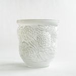 Cachepot Vaso Flores Branco Leitoso Murano Cristais Cadoro