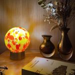 Luminária Pequena Multicor Amarelo, Laranja e Coral Murano Cristais Cadoro