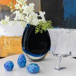 Vaso 210 MS Bicolor Preto com Água-marinha Murano Cristais Cadoro