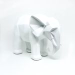 Escultura Elefante 3D Branco - Grande