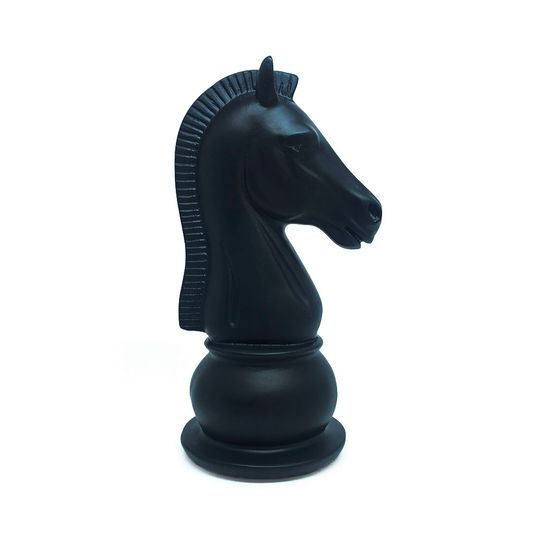 Peça de Xadrez Decorativa Cavalo Preto 26cm