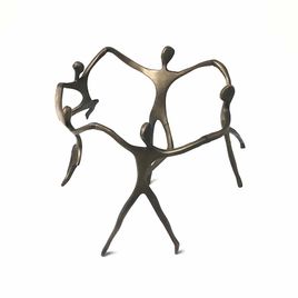 Escultura Família Ciranda Casal +2 Meninas +1 Menino em Bronze