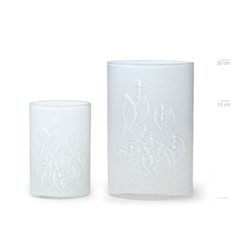 Par de Vasos Japão P e G Branco Leitoso Murano Cristais Cadoro